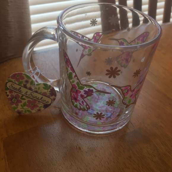 Floral Hummingbird Glass Mug - Picture 10 of 11